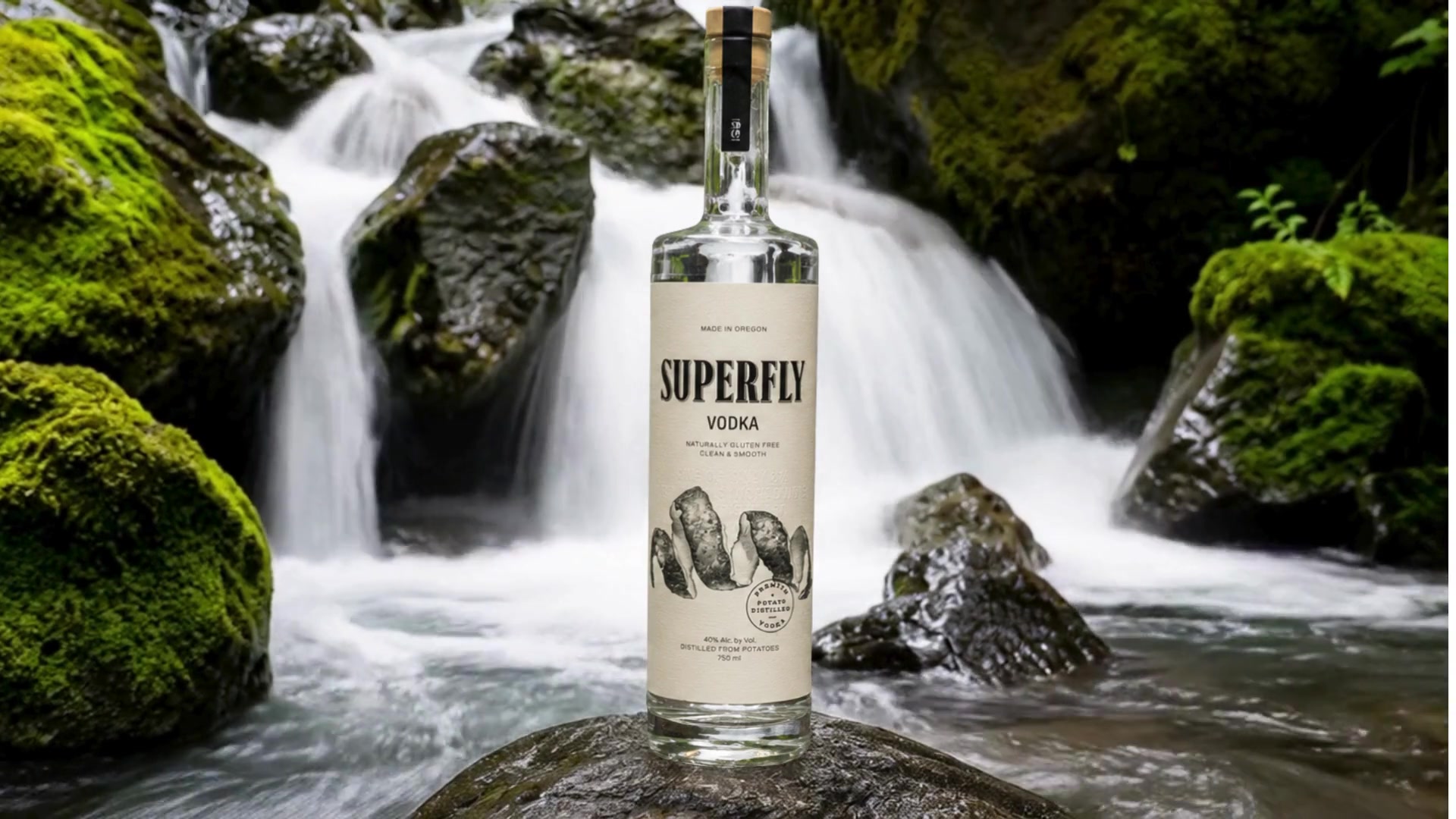 Superfly Vodka bottle in the Chetco River, Brookings Oregon